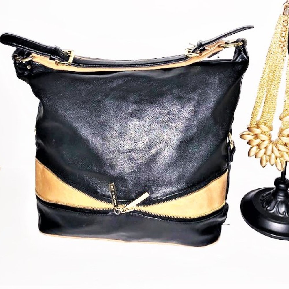 OLIVIA + JOY Black & Tan Large Tote Bag - GUC - Picture 1 of 8